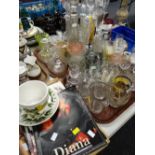 A quantity of mixed glassware together with vintage Lady Diana publications etc