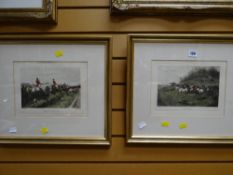 A pair of framed hunting scene prints entitled 'Through the Bullfinch' & 'Gone Away'