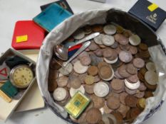 A large quantity of loose coinage, medallions & small collectables