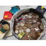 A large quantity of loose coinage, medallions & small collectables