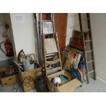 The garage contents from a Swansea house clearance including retro deck chairs & boxes of general