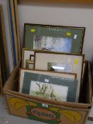 A parcel of framed watercolours etc