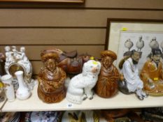 Large quantity of ornamental items including Staffs dog, dray horse, Oriental figures, print of