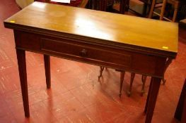 Antique mahogany single drawer foldover tea table
