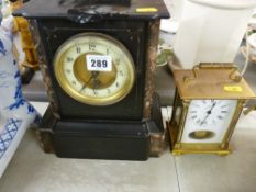 Slate mantel clock and a good carriage clock