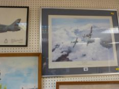 ROBERT TAYLOR signed print - dog fight, Douglas Bader and Adolph Galland 'Duel of Eagles' and a