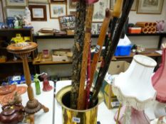 Brass stickstand and contents