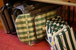 Quantity of folding garden chairs and cushions