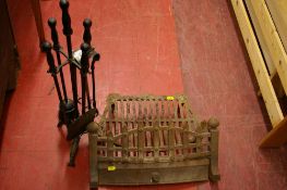 Cast iron fire basket and front with a companion set