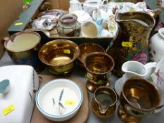 Parcel of mixed china including Portmeirion, Wedgwood, Denby Wheat, copper lustre and a box of