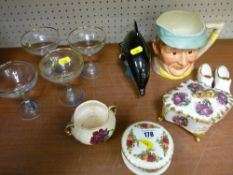 Mixed parcel of china and glassware including Old Country Roses, Pickwick's series character jug,