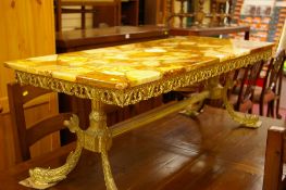 Quality onyx and brass coffee table