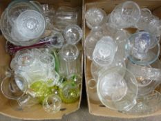 Two boxes with large quantity of miscellaneous glassware
