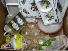 Box containing Portmeirion china, other packaged items and kitchenware