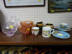 Mixed parcel of glassware and china including carnival glass, commemorative china etc