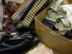 Box of miscellaneous handbags etc