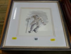 Framed KYFFIN WILLIAMS RA print - old farmer with stick