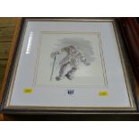 Framed KYFFIN WILLIAMS RA print - old farmer with stick