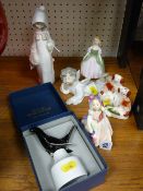 Royal Doulton figurines 'Babie' HN1679, 'Penny' HN2338, Staffs dog and barrel, Lladro figurines etc