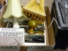 Box of mixed items including kitchen cutlery etc