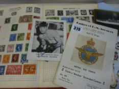 Parcel of ephemera including a Worldwide stamp album collection and some Great Britain, signed