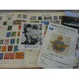 Parcel of ephemera including a Worldwide stamp album collection and some Great Britain, signed