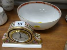 Royal Worcester 'Beaufort' bowl and a Wedgwood 'Cleo' mantel clock