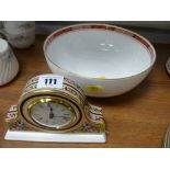 Royal Worcester 'Beaufort' bowl and a Wedgwood 'Cleo' mantel clock