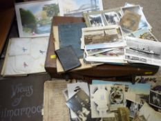 Gent's leather suitcase with quantity of vintage photographs etc