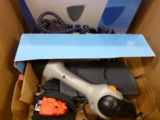 Handy Black & Decker cordless drill and accessories and a boxed paper shredder etc E/T