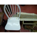 Two items of white painted furniture - hanging two tier shelf and an Ercol Windsor chair