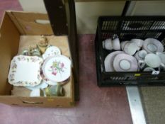 Small parcel of pink and gilt china etc and a parcel of odd pottery and china