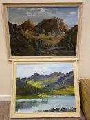 Two oils on board - mountain scenes