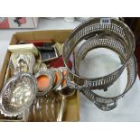Pair of electroplate vegetable dish holders and a quantity of electroplate