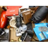 Halina boxed camera, fishing reels, treen ware, Tamron boxed lens, soda syphon etc