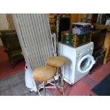 Two retro bar stools and similar style standard lamp E/T