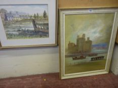 BRETT LONDON oil on board - Eagle Tower, Caernarfon Castle and another BRETT LONDON painting