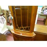 Reproduction yew effect floor standing corner cupboard