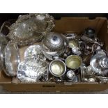 Good quantity of electroplate ware including muffin dish, trays etc