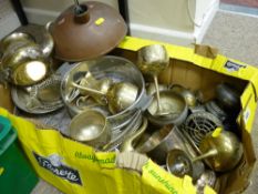 Box of electroplate, brassware, copperware and similar items