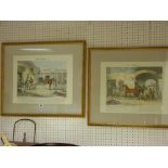 Two framed coloured engravings 'Horse Dealing I' and 'Horse Dealing II' by SCANLON & HARRIS