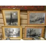 Two scenes of metal - Conwy Quay and Caernarfon Castle and two others, all similarly framed