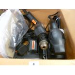 Box containing a Challenge sander, drill and jigsaw E/T