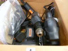 Box containing a Challenge sander, drill and jigsaw E/T