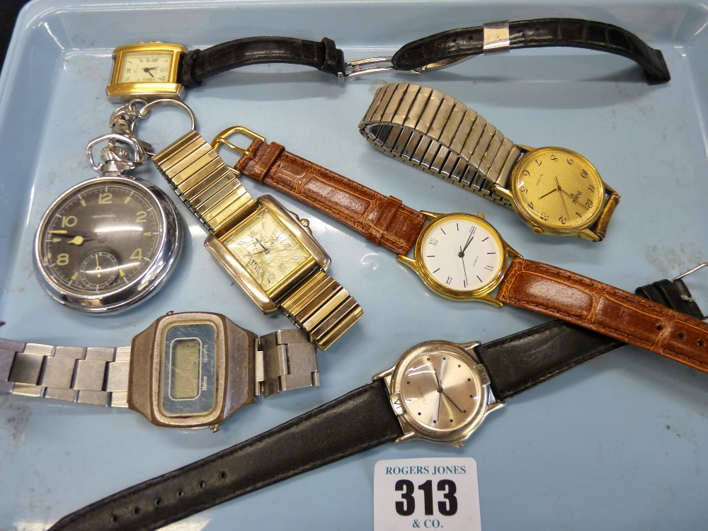 Small parcel of gent's wristwatches and an Ingersoll pocket watch