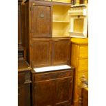 A LUSTY MAIDSAVER VINTAGE OAK KITCHEN CABINET having six cupboard doors, single frieze drawer and