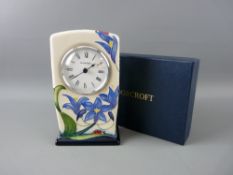 A MOORCROFT 'FLY AWAY HOME' MANTEL CLOCK, designed by Rachel Bishop, decorated on a cream ground,