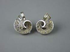 A PAIR OF WHITE METAL & CZ BOUCHER EARRINGS, 11.4 grms