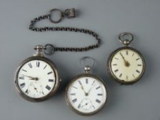 A GEORGE III SILVER FUSEE POCKET WATCH by J Levy & Son, London, with half hunter outer case, another