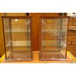 A PAIR OF VICTORIAN MAHOGANY DISPLAY CABINET by Rudduck & Co, Shopfitters, London, rear opening